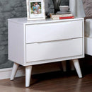 Lennart II Mid Century Modern Nightstand, White Finish