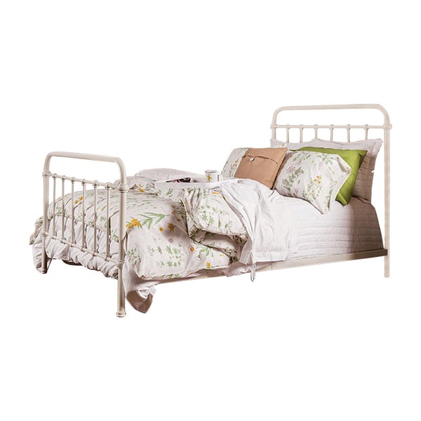 Modern Full Size Metal Bed, White - BM123719
