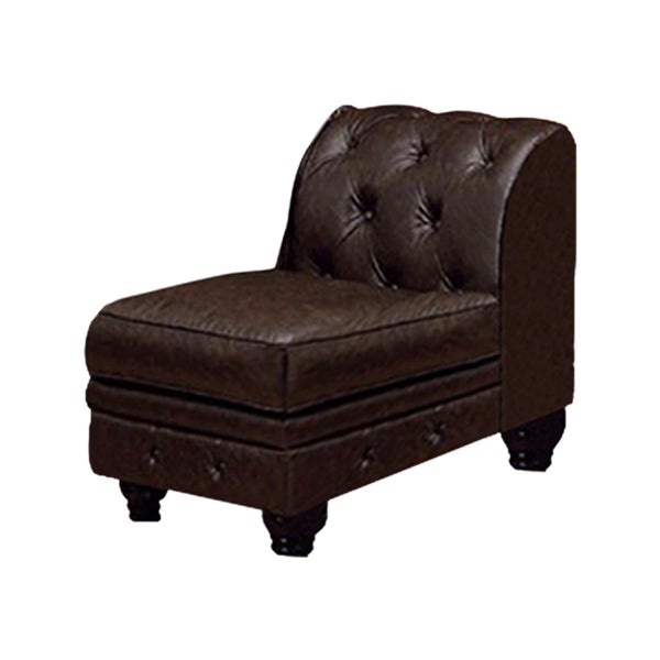 BM131441 Stanford II Traditional Sofa Armless Chair, Brown Leatherette