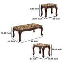 Benzara |  3-Piece 48 in. Brown Large Rectangle Marble Coffee Table Set with Marble Table Top