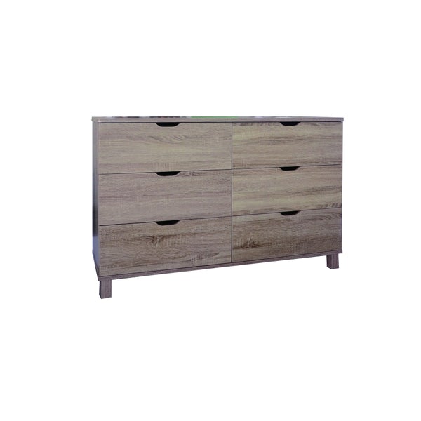 Commodious Brown Finish Dresser With 6 Drawers