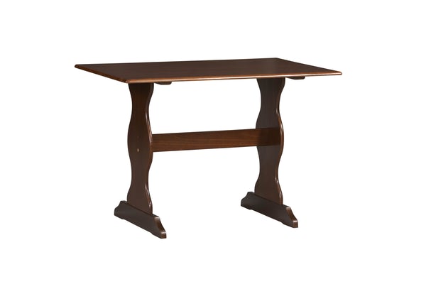 Wooden Rectangular Table With Curved Pedestal Style Feet, Dark Brown