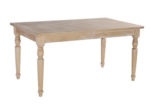 Transitional Wooden Rectangular Table With Turned Legs,Light Brown