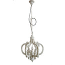 Antiqued Wood And Metal Chandelier, White - BM147073