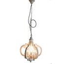 Antiqued Wood And Metal Chandelier, White - BM147073