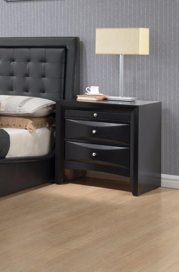 Contemporary 2 Drawer Wood Nightstand, Black