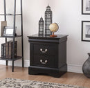 Traditional 2 Drawers Wood Nightstand, Black