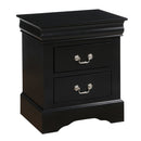 Traditional 2 Drawers Wood Nightstand, Black