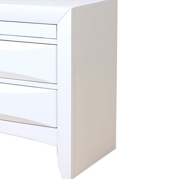 Contemporary 3 Drawer Wood Nightstand, White