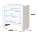 Contemporary 3 Drawer Wood Nightstand, White