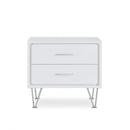 Contemporary 2 Drawers Wood Nightstand, White