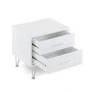 Contemporary 2 Drawers Wood Nightstand, White