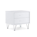 Contemporary 2 Drawers Wood Nightstand, White
