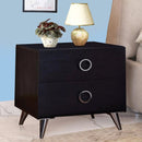 Contemporary Style Wood & Metal Nightstand, Black & Chrome
