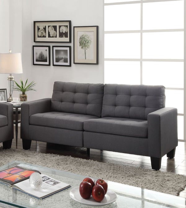 Dashing Sofa In Gray Linen Fabric