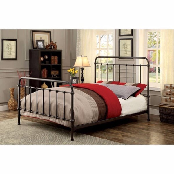 Metal Full Size Platform Bed With Headboard & Footboard, Deep Bronze