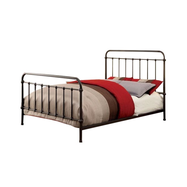 Metal Twin Size Platform Bed With Headboard & Footboard, Deep Bronze