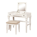 Wooden Vanity Set With Flip Top Mirror And 2 Drawers, White And Beige - BM16844