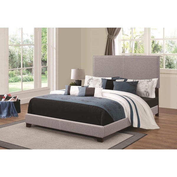 Upholstered Cal King Bed, Gray