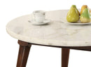 Wood Base Coffee Table With Marble Top, Walnut Brown