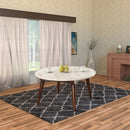 Wood Base Coffee Table With Marble Top, Walnut Brown