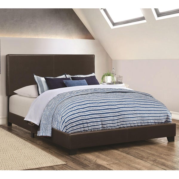 Leather Upholstered Full Size Platform Bed, Brown