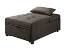 Tufted Fabric Upholstered Folding Ottoman With Storage, Dark Gray