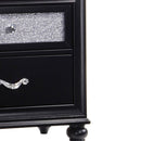 Two Drawers Wooden Night Stand With Acrylic Drawer Front, Black