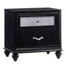 Two Drawers Wooden Night Stand With Acrylic Drawer Front, Black