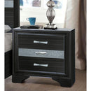 Two Tone Wooden Nightstand With Three Drawers, Black And Silver
