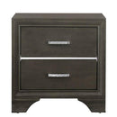 Wooden Two Drawer Nightstand With Bracket Legs, Gray