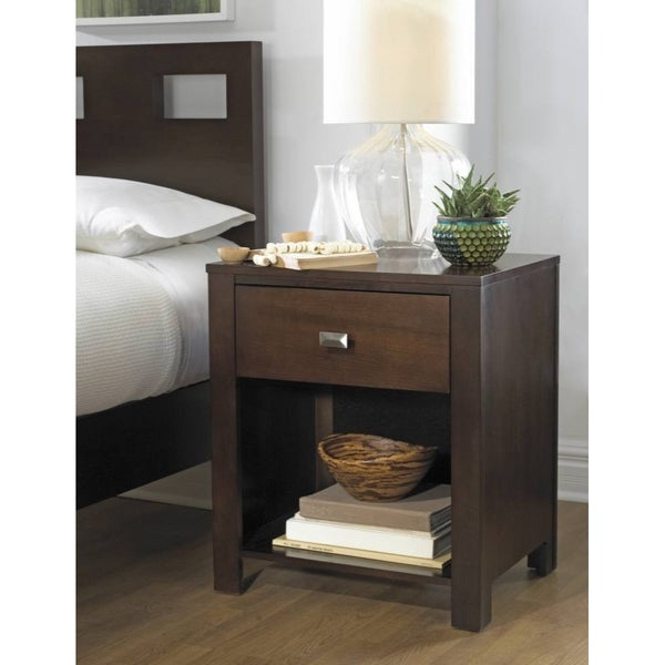 Wooden Nightstand With One Drawer And One Shelf, Brown
