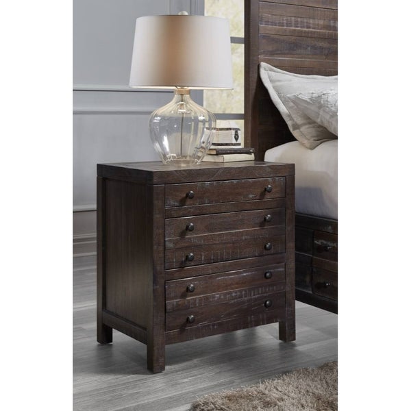 Wooden Nightstand With Three Drawers, Brown