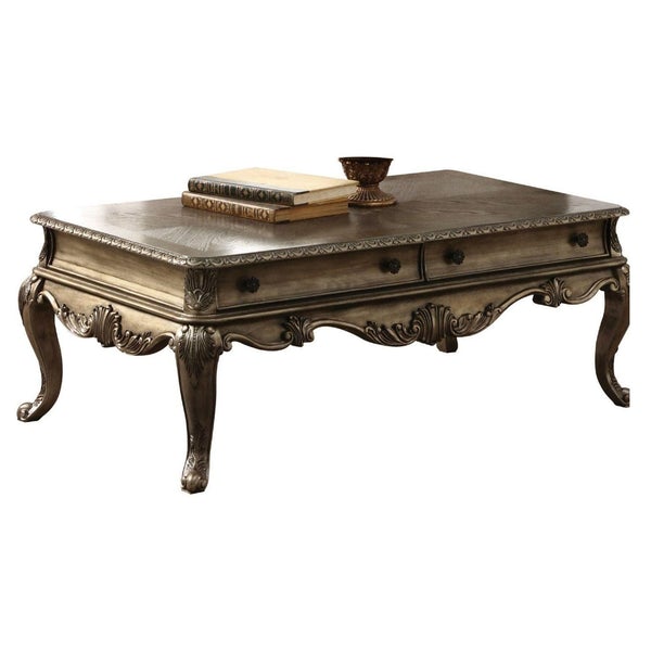 BM191259 - Wooden Rectangular Coffee Table With Cabriole Legs And Two Broad Drawers, Oak Brown