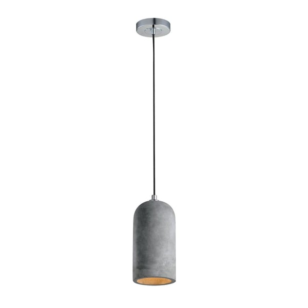 BM191645 - Robust Pendant Light With Unique Sturdy Concrete Shade, Gray And Silver