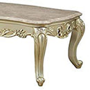 Wooden Coffee Table With Decorative Polyresin Carvings And Marble Top, White