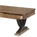 BM193861 -Rustic Wooden Coffee Table With Two Drawers And Metal X Shape Support, Black And Brown