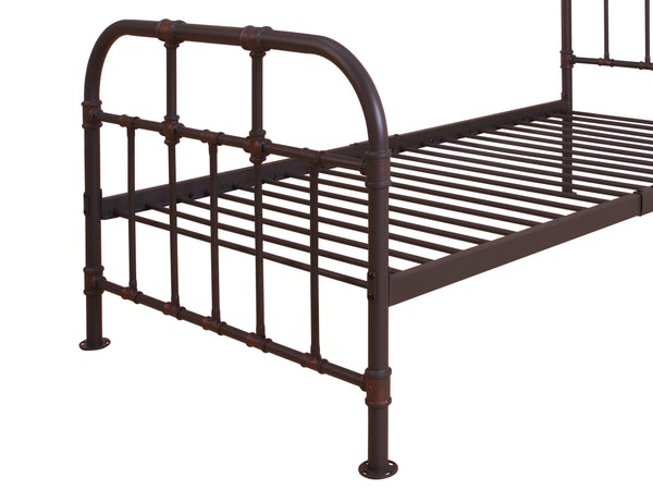 Metal Twin Bed With Pipe Design Structure, Antique Bronze