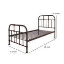 Metal Twin Bed With Pipe Design Structure, Antique Bronze