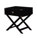 Benzara - Wooden Accent Table Black With Storage Drawer And X Shaped Base