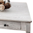 Transitional Wooden Coffee Table With Turned Legs And 2 Drawers, White