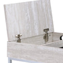 Wood And Metal Vanity Desk With Lift Top Compartments,Silver And Brown