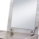 Wood And Metal Vanity Desk With Lift Top Compartments,Silver And Brown