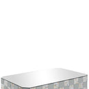 Wooden Coffee Table With Checkered Pattern Mirror Insets, Silver
