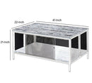 Metal Coffee Table With 1 Bottom Shelf And Mesh Design, Brown And Gray