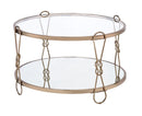 Metal Coffee Table With Glass Top And 1 Bottom Shelf,Gold And Clear