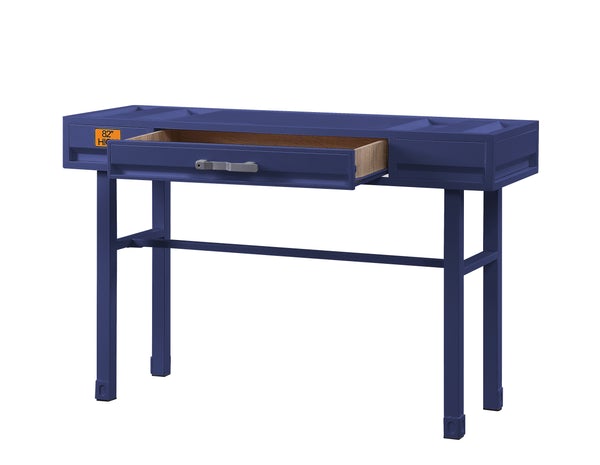 Industrial Style Metal And Wood 1 Drawer Vanity Desk, Blue - BM204624