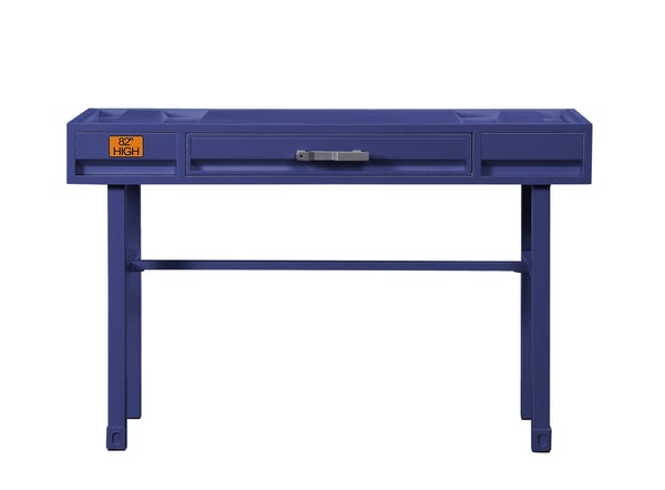 Industrial Style Metal And Wood 1 Drawer Vanity Desk, Blue - BM204624