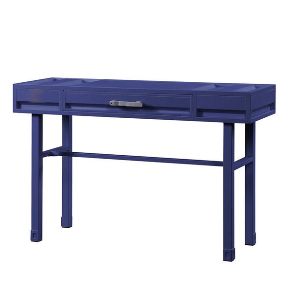 Industrial Style Metal And Wood 1 Drawer Vanity Desk, Blue - BM204624