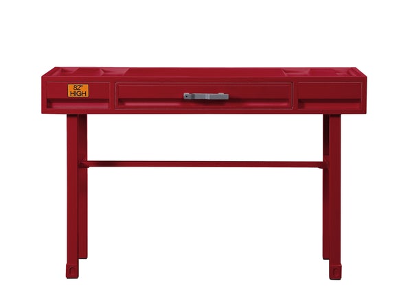 industrial Style Metal And Wood 1 Drawer Vanity Desk, Red